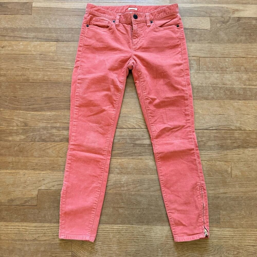 J. Crew coral corduroy toothpick low rise casual pants size 27 b31